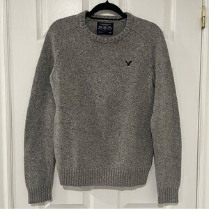 American Eagle Gray Crewneck Sweater With Elbow Patches